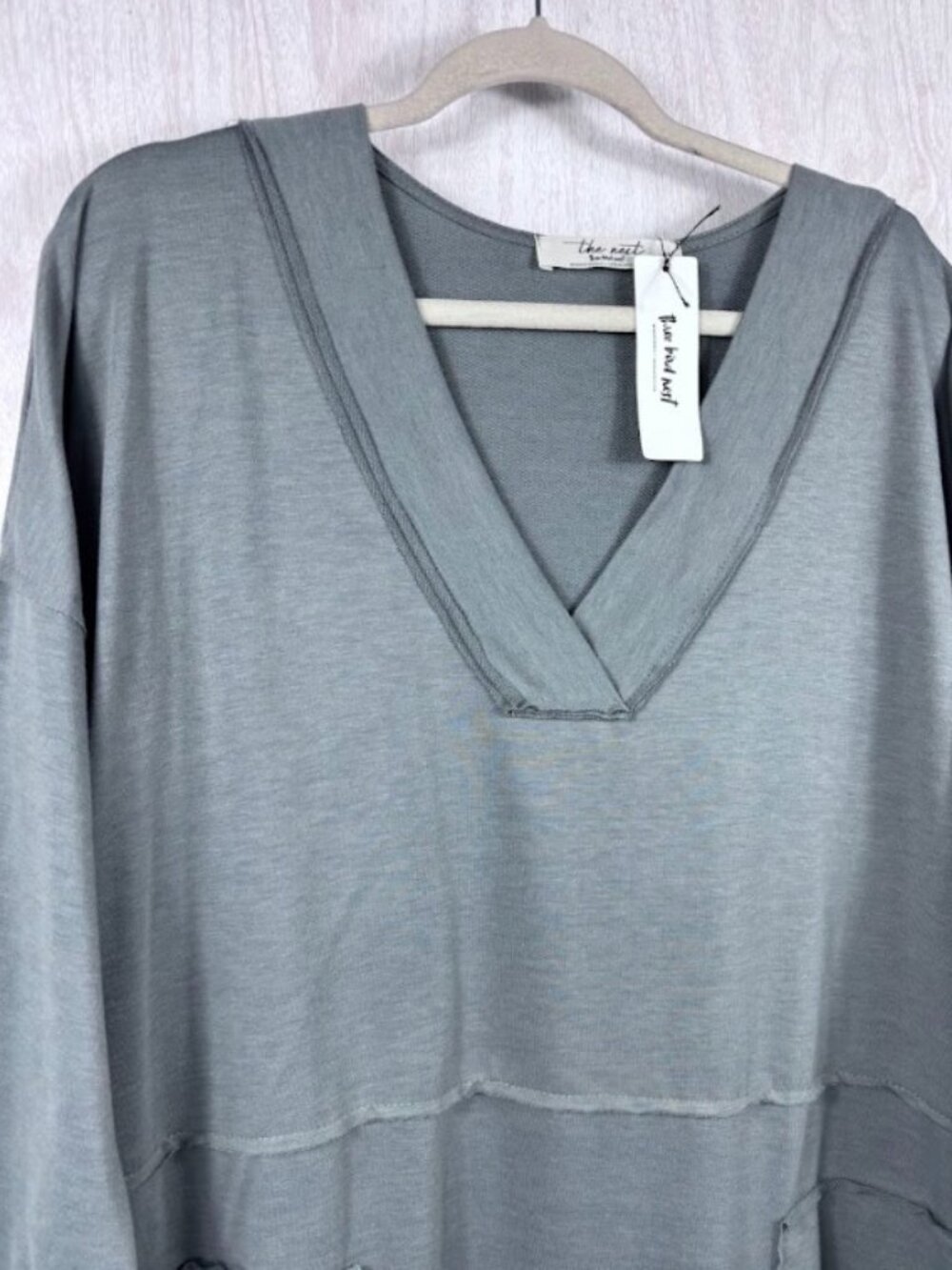 The Nest Meadow Dress Womens XL Olive Maxi Slit Long Sleeve Boho NWT Chic - Picture 5 of 10